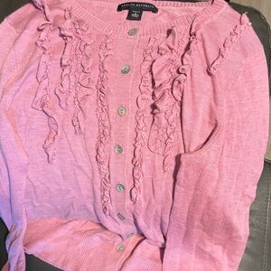Banana Republic Pink Ruffle Cardigan